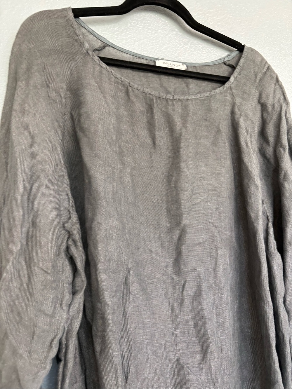 GRAND Greece Women’s Linen Tunic Top Size 2 Gray Oversized Lagenlook Artsy - Picture 4 of 6